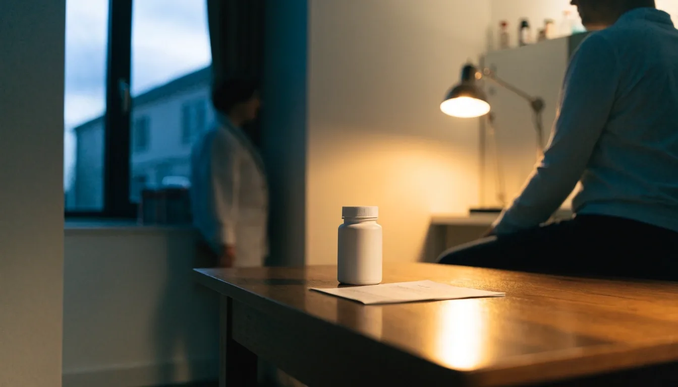 Print table with stacked uncut paper under a single warm bulb at night